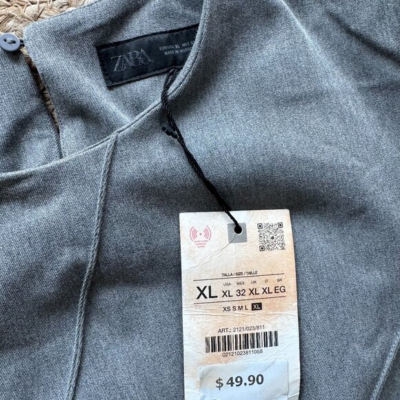 ZARA Gray Draped Midi Dress – Size XL – New With Tags (2121/023/811) 🩶 - Picture 9 of 16